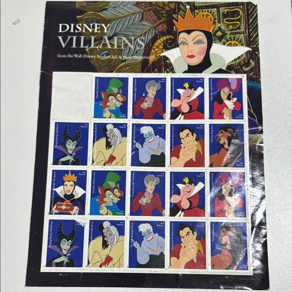 Disney Villains Stamp Collection with Blue and Red Accents